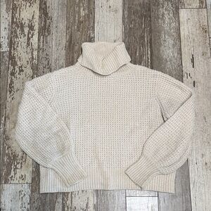Pink Rose Textured Knit Turtleneck Sweater